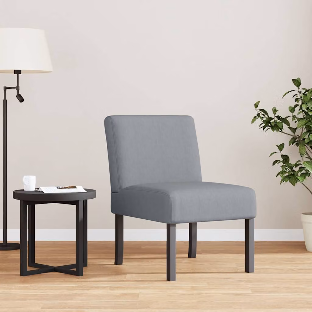 Sedia Lounge moderna vidaXL in tessuto grigio con struttura mista e imbottitura in schiuma, L: 64 cm, P: 42 cm, H: 72 cm