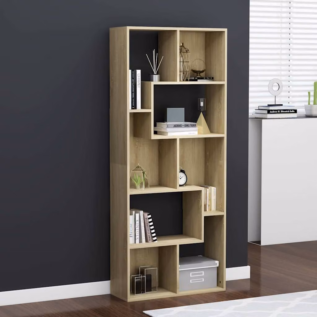 Libreria vidaXL in Legno Rovere e MDF, Colore Marrone, L 67 cm x P 24 cm x H 161 cm