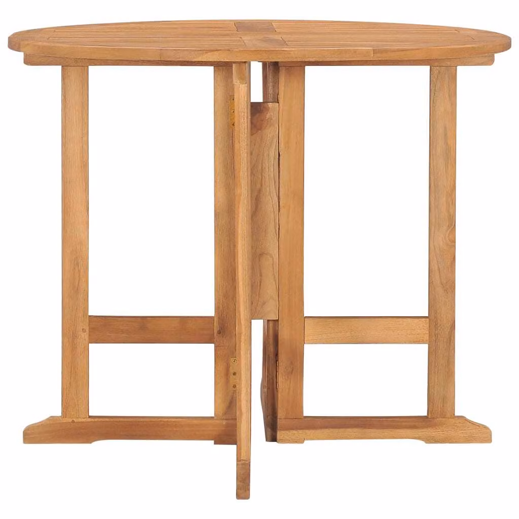 Tavolo da Giardino Pieghevole Ø90x75 cm in Massello di Teak