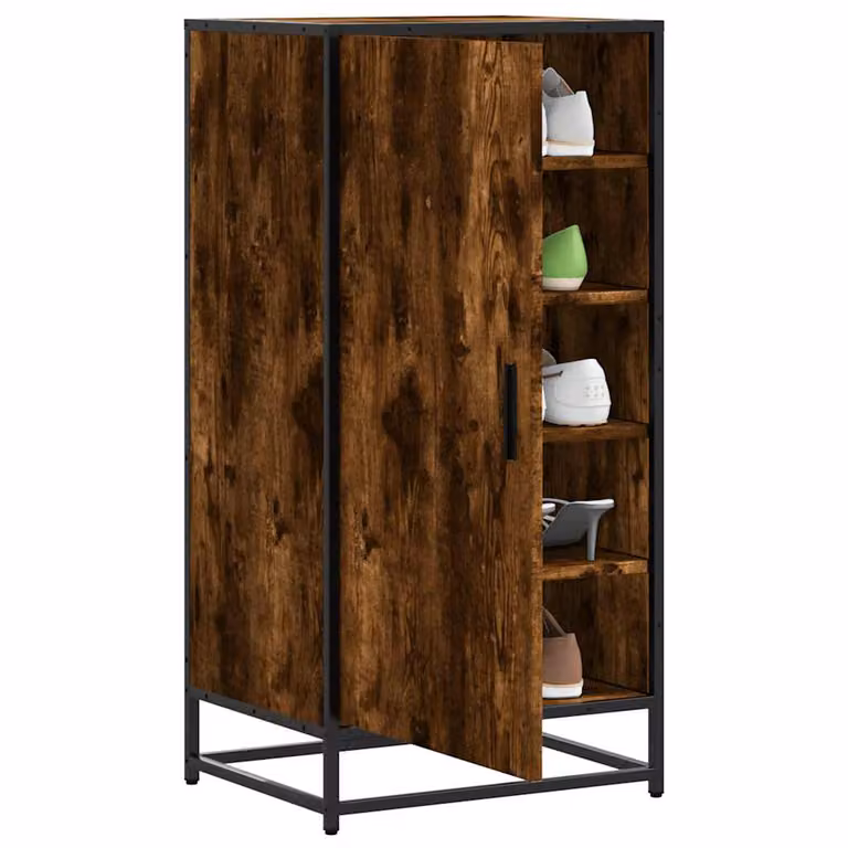 Scarpiera da parete vidaXL in stile industriale, colore marrone, L: 48 cm, P: 38 cm, H: 97,5 cm