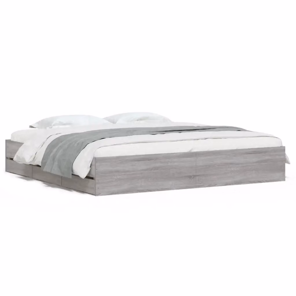 Letto con cassetti vidaXL in legno multistrato grigio, L/P/H: 160 x 200 x 33 cm – 2
