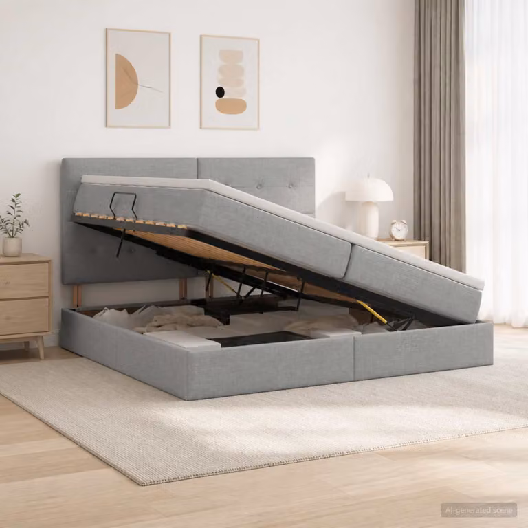 Letto con contenitore e materasso vidaXL Grigio Chiaro L/P/H: 200 x 200 x 140 cm