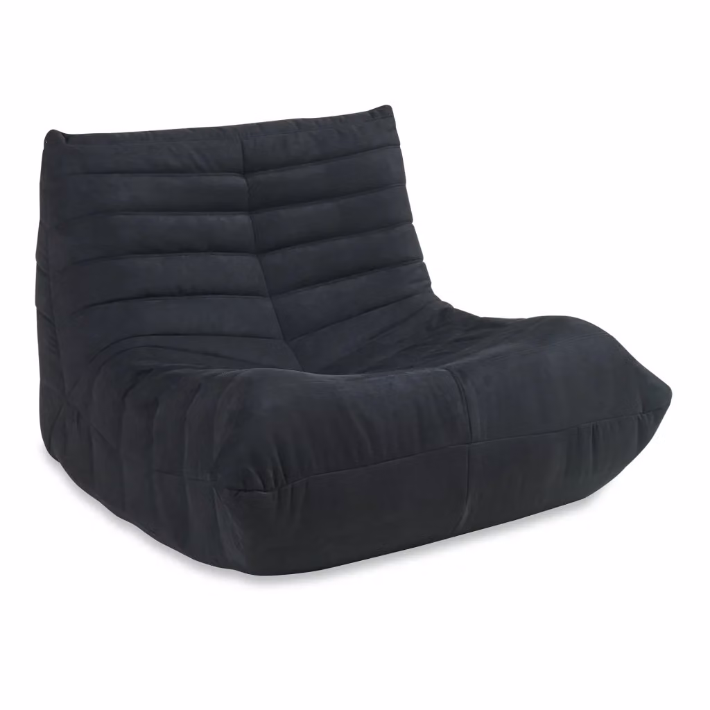 Poltrona bassa imbottita Kodsø en.casa con rivestimento in microfibra nera L: 75 cm, P: 90 cm, H: 100 cm – 2