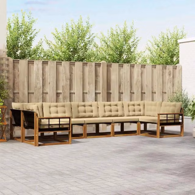 Set di divani da esterno 7 pz Naturale e Beige 3369824