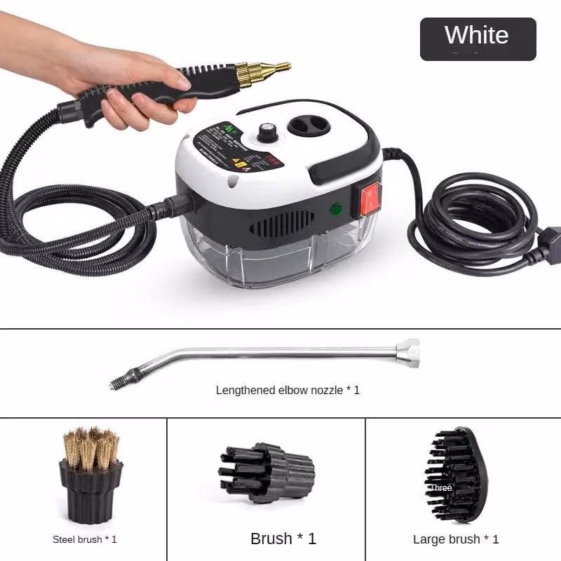 Pulitore a vapore portatile ad alta pressione - 2500W, potente - Ideale per cucina, bagno, auto - Spina EU a 220V - Modello base, colore bianco