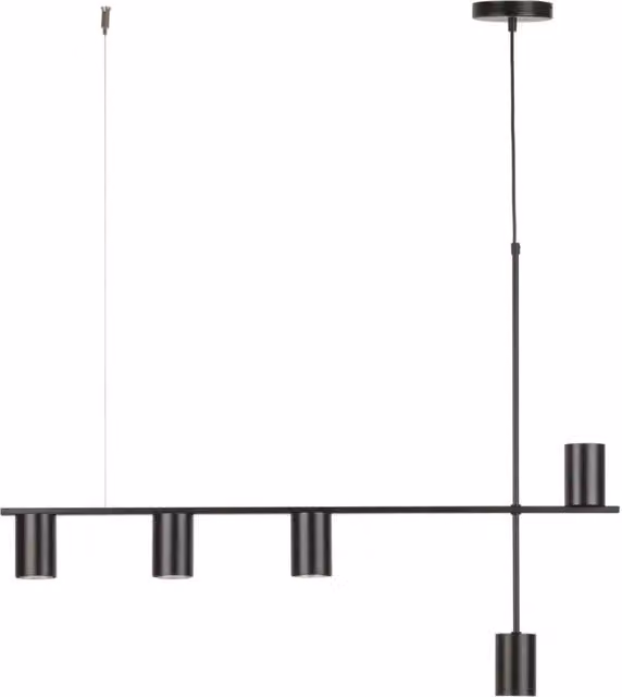 Lampada a sospensione moderna Sigma Lighting in metallo nero con 5 faretti GU10 regolabili e dimmerabili