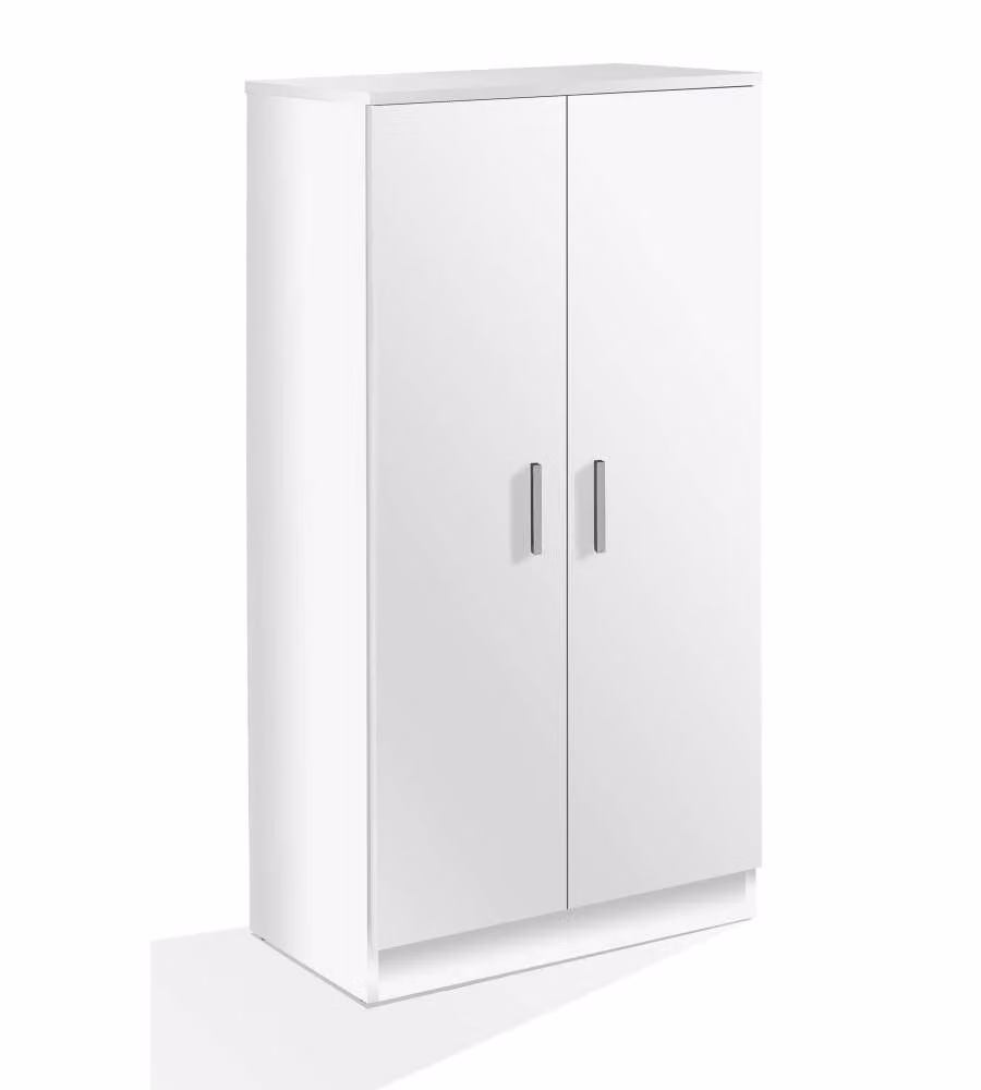 Scarpiera Armadio Bianca con 2 Ante e 7 Ripiani - 108x55x36 cm