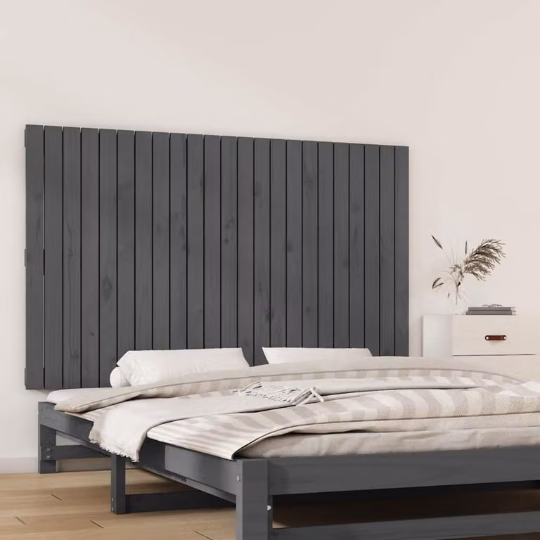 Testiera da parete vidaXL in legno massello di pino grigio L: 147 cm, P: 3 cm, H: 90 cm