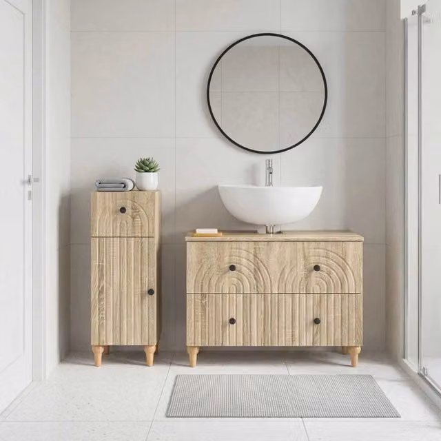 Set di Armadi da Bagno da 2 Pezzi ALKMAAR Rovere Sonoma 3417668