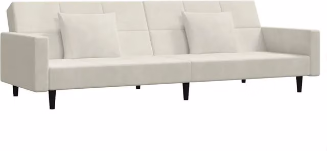 Divano letto | Sof¨¤ letto | Letto singolo a 2 Posti con 2 Cuscini Crema in Velluto