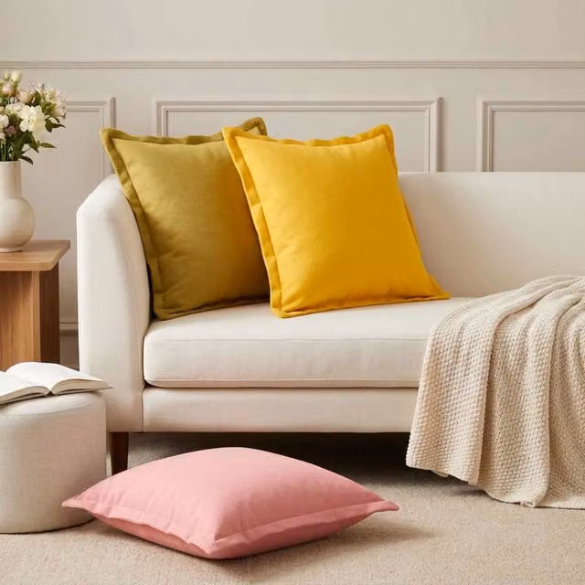 Cuscino con cuscino HOUTEN 12 pz Giallo Chiaro Lino 935058