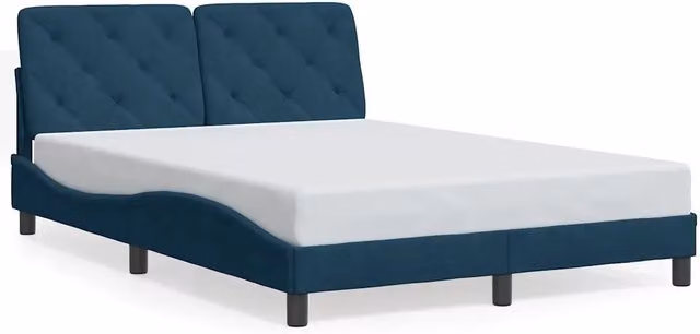 Letto matrimoniale | Letto per adulti | Giroletto senza Materasso Blu 140x190 cm in Velluto