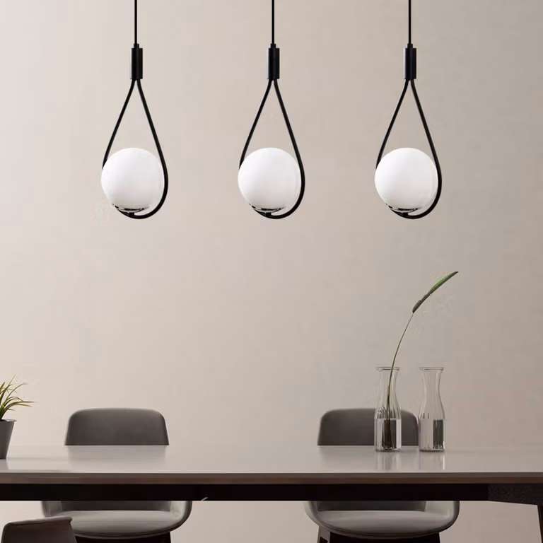 Lampada a sospensione Mudoni MR-939 Opviq, dimmerabile, Nero, Soggiorno / Sala da pranzo, Vetro, Moderno, Lampada a sospensione