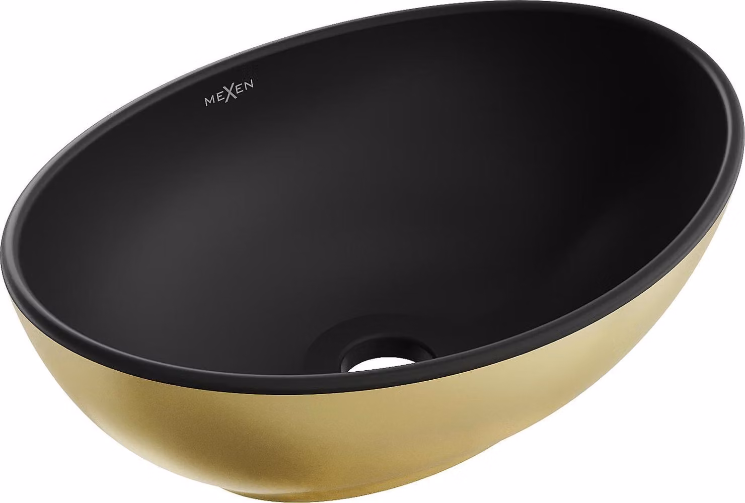 Mexen Elza lavabo da appoggio 40 x 33 cm, nero opaco/oro - 21014026