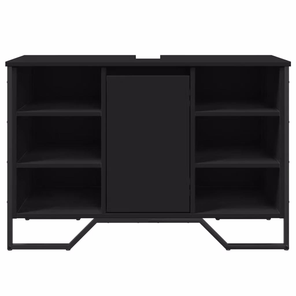 Mobile bagno moderno sospeso HELLOSHOP26 in legno e metallo nero opaco L: 91 cm, P: 35 cm, H: 60 cm – 2
