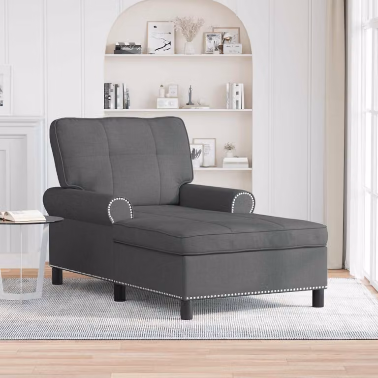 Chaise Lounge moderna vidaXL in tessuto grigio con imbottitura in schiuma, L/P/H: 157 x 91 x 91 cm
