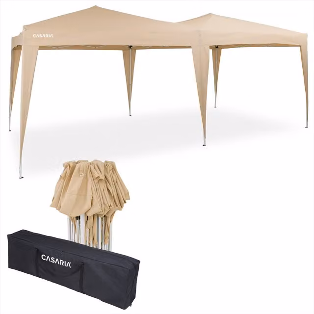 Gazebo pieghevole Deuba beige L/P/H: 600 x 300 x 210 cm