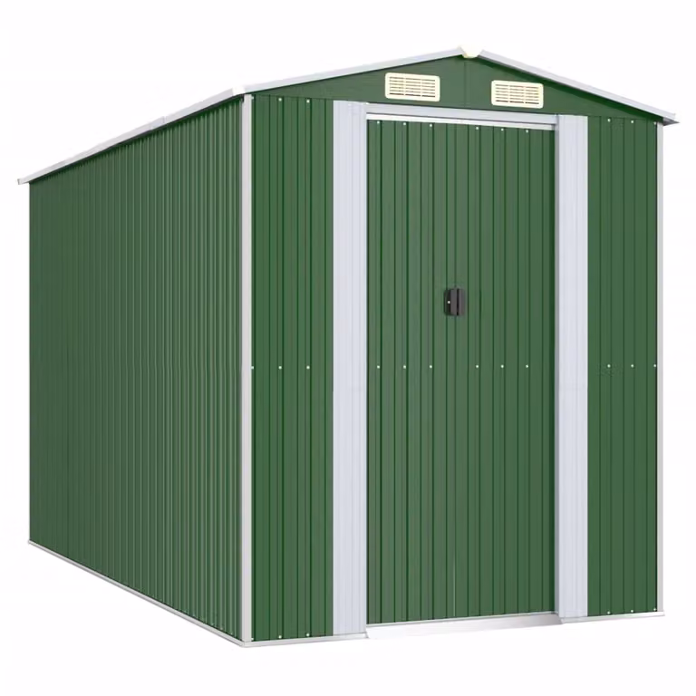 Capanno da Giardino Verde 192x357x223 cm Acciaio Zincato