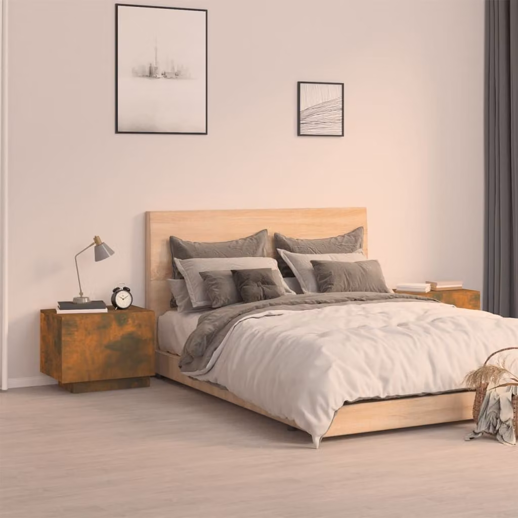 Comodino moderno vidaXL in legno di rovere color marrone L: 100 cm, P: 35 cm, H: 40 cm