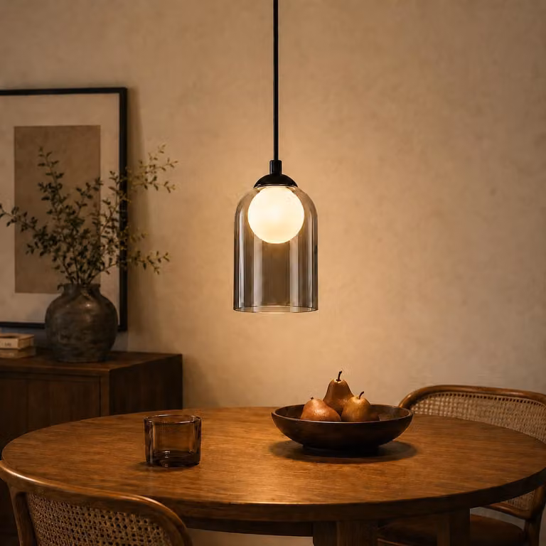 Lampada a sospensione ZMH per tavolo da pranzo, a 1 luce, in vetro grigio fumé, lampada da tavolo da pranzo a sospensione, attacco G9, lampada a sospensione vintage, lampada da tavolo da pranzo senza lampadina