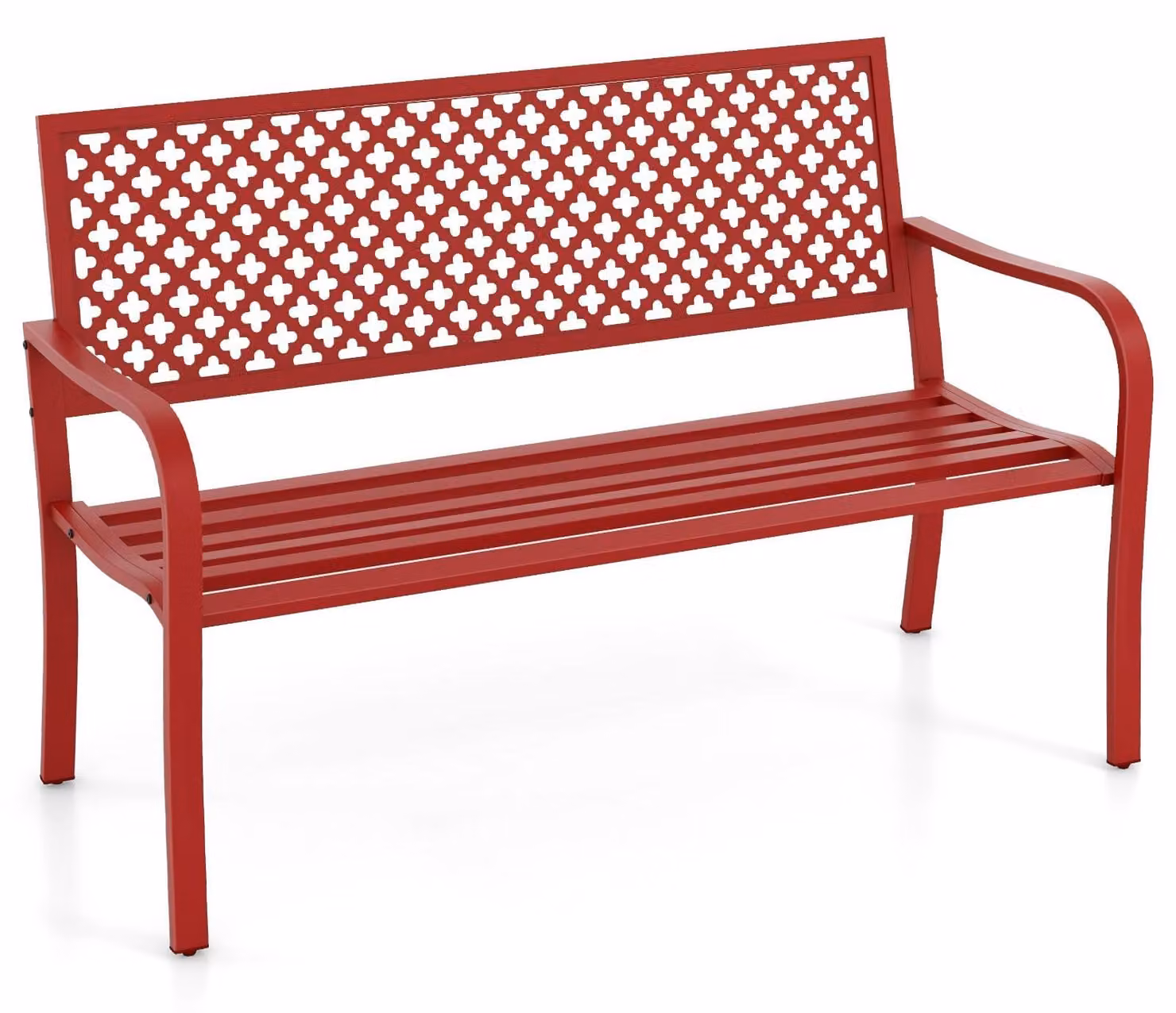 Panca da giardino rossa - per 2-3 persone - 127 x 62 x 86 cm - Metallo - Panca per esterni