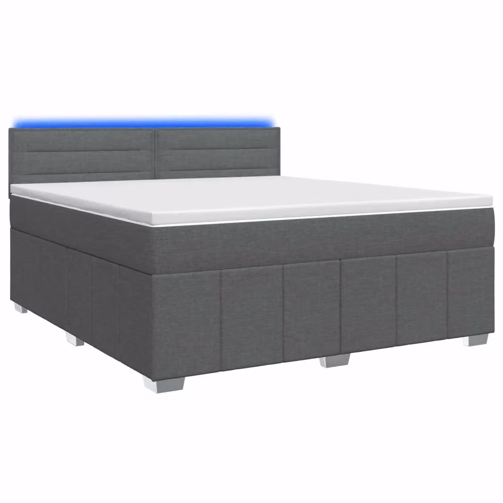 Letto box spring ibrido vidaXL con materasso a molle insacchettate e base contenitore con illuminazione sottostante e porta USB, L/P: 160 x 200 cm, Grigio Scuro – 2