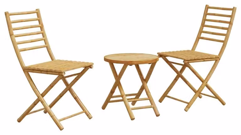 Set da giardino bistro, 3 pezzi - in bambù, pieghevole - resistente all'acqua - ideale per balconi, giardini e terrazze