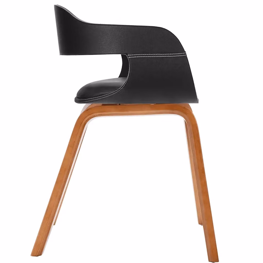 Sedia da Pranzo Moderna vidaXL in Legno di Noce e Similpelle Nera – 2