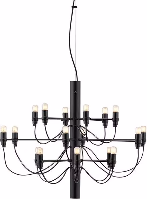 Lampada a sospensione Flos 2097 in metallo con altezza regolabile, disponibile in finiture cromata, oro/ottone o nera