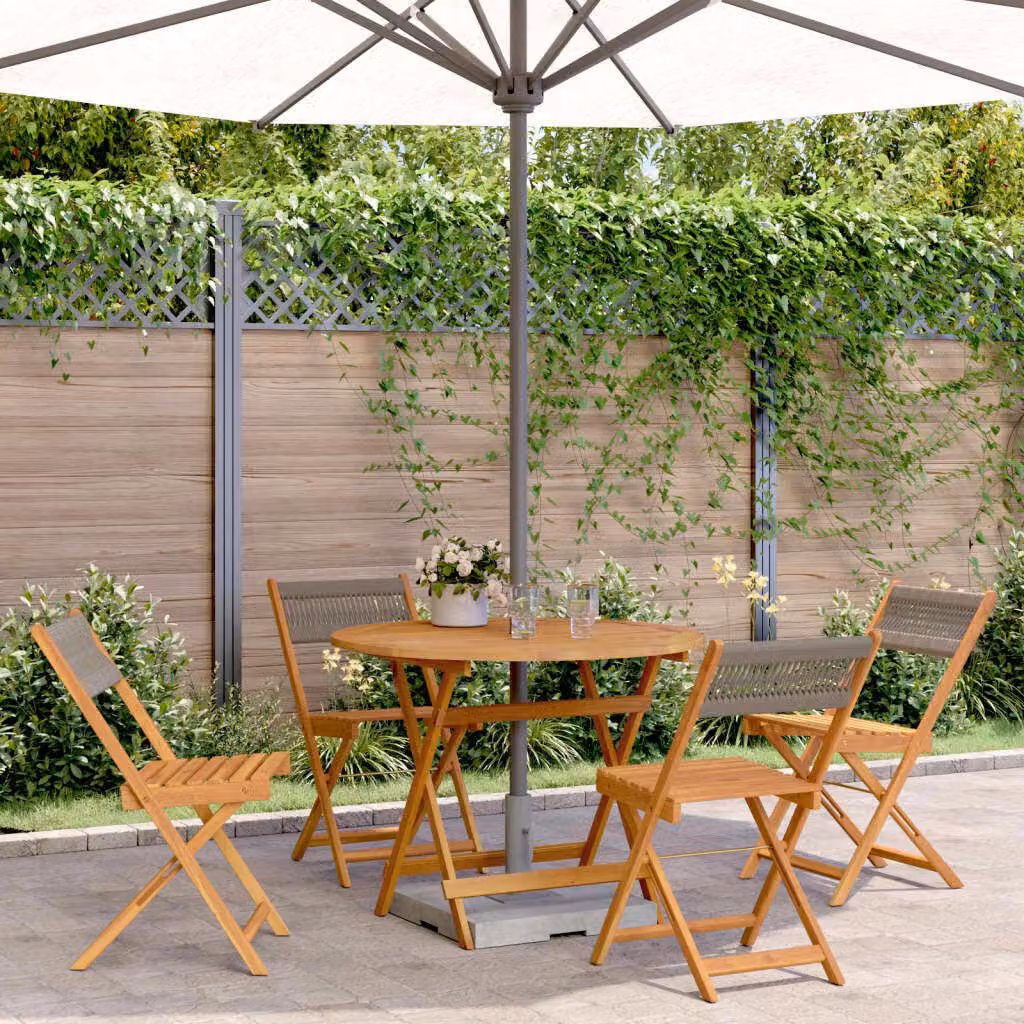 Maison Exclusive - Set da pranzo da giardino 5 pezzi in polipropilene e legno massello, grigio