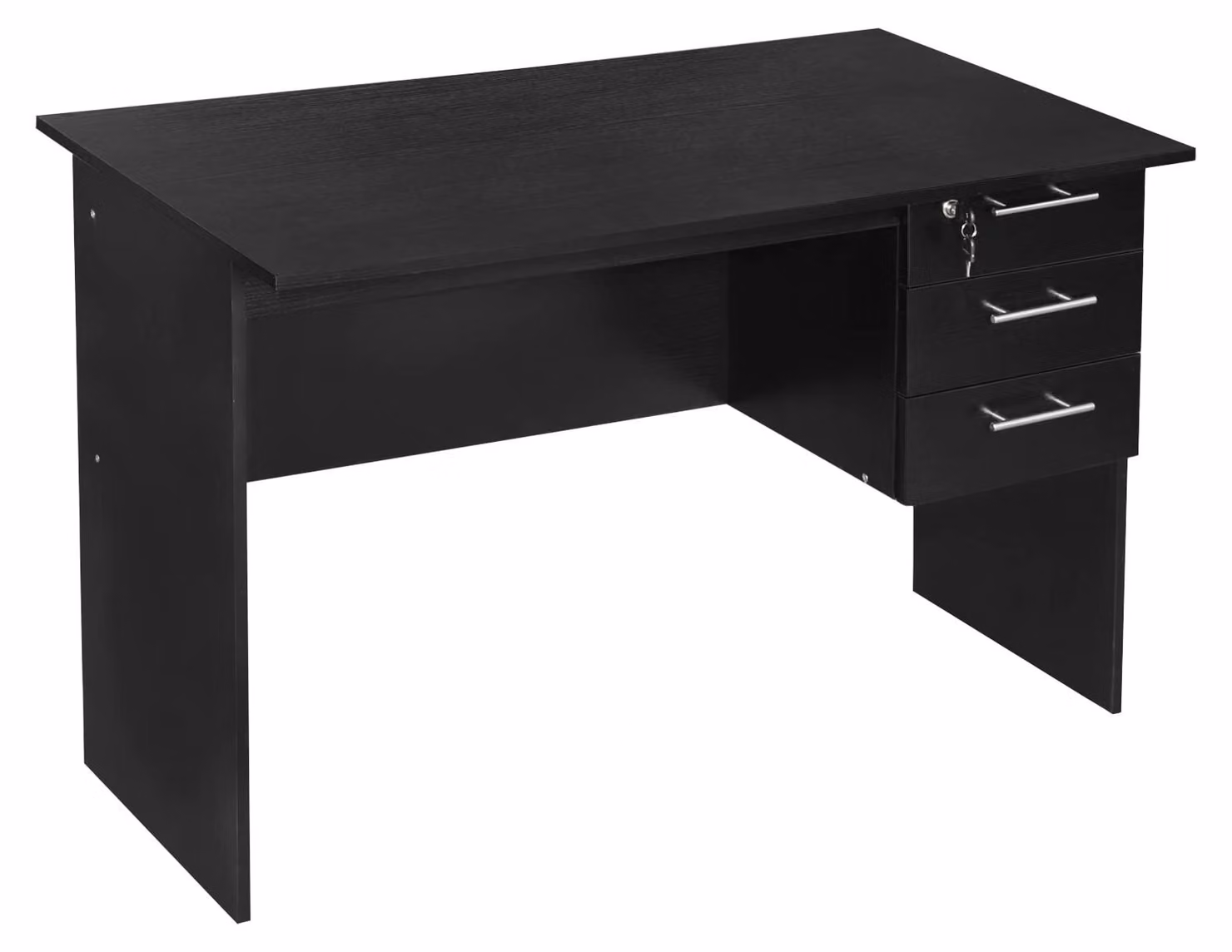 Scrivania con 3 cassetti e serratura | Colore: nero | Dimensioni: 120x60x75 cm