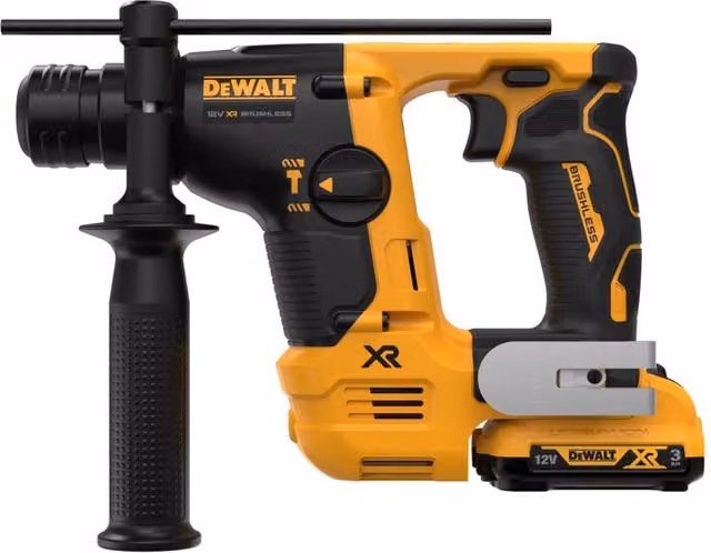 Martello tassellatore a batteria DeWalt 12V 3Ah 1.1J giallo con 2 batterie ricaricabili
