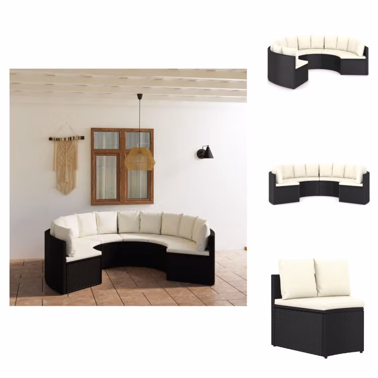 vidaXL Set di divani da giardino 6 pezzi con cuscini in poly rattan nero - Set di mobili da giardino