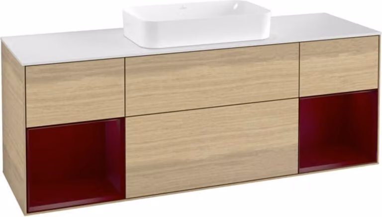 V&B Mobiletto copripiano wh. w Finion 160x60cm, laccato oro, impiallacciato rovere