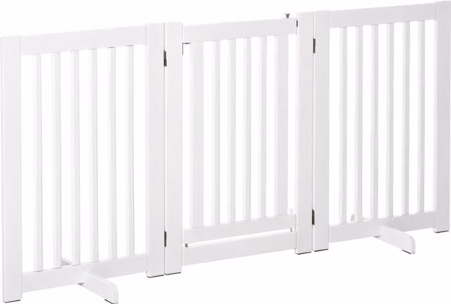 Cancellino per cani pieghevole a 3 pannelli PawHut con porta centrale e blocco, struttura in MDF, Bianco Aosom L: 155 cm, H: 76 cm – 1
