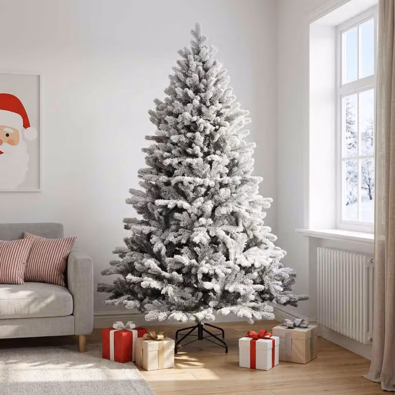 Albero di Natale artificiale pieghevole, altezza 210 cm, realizzato in PVC e metallo