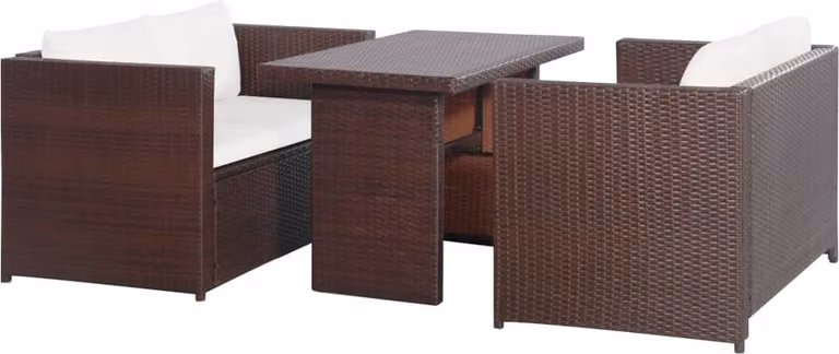 Maison Exclusive - Set da bistrot da 3 pezzi con cuscini in polyrattan marrone