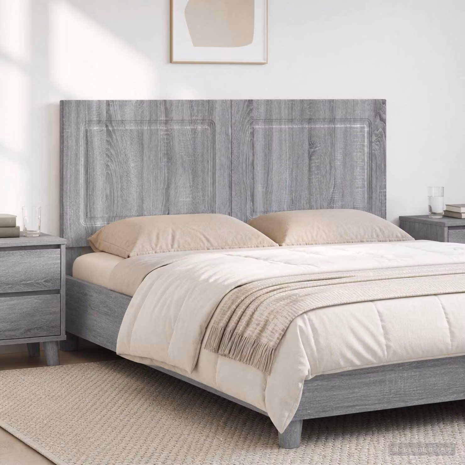 Testiera da muro moderna vidaXL UTRECHT in legno ingegnerizzato grigio L: 142 cm, H: 50 cm, P: 12,2 cm