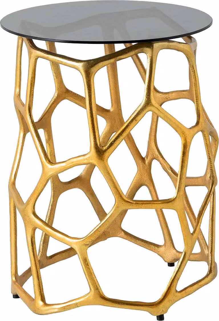 Tavolino da 50 cm in vetro dorato, design moderno per il soggiorno - ACQUISTA ORA