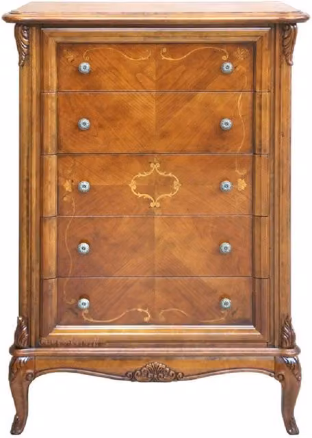 Cassettiera classica in legno con 5 cassetti Mobili 2G finitura bassano L: 76 cm, P: 44 cm, H: 110 cm – 1