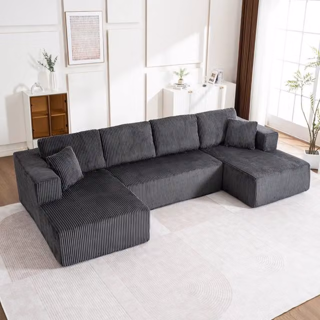 Divano modulare a U - Zephmum - Tessuto lampo, senza ossatura, con chaise longue