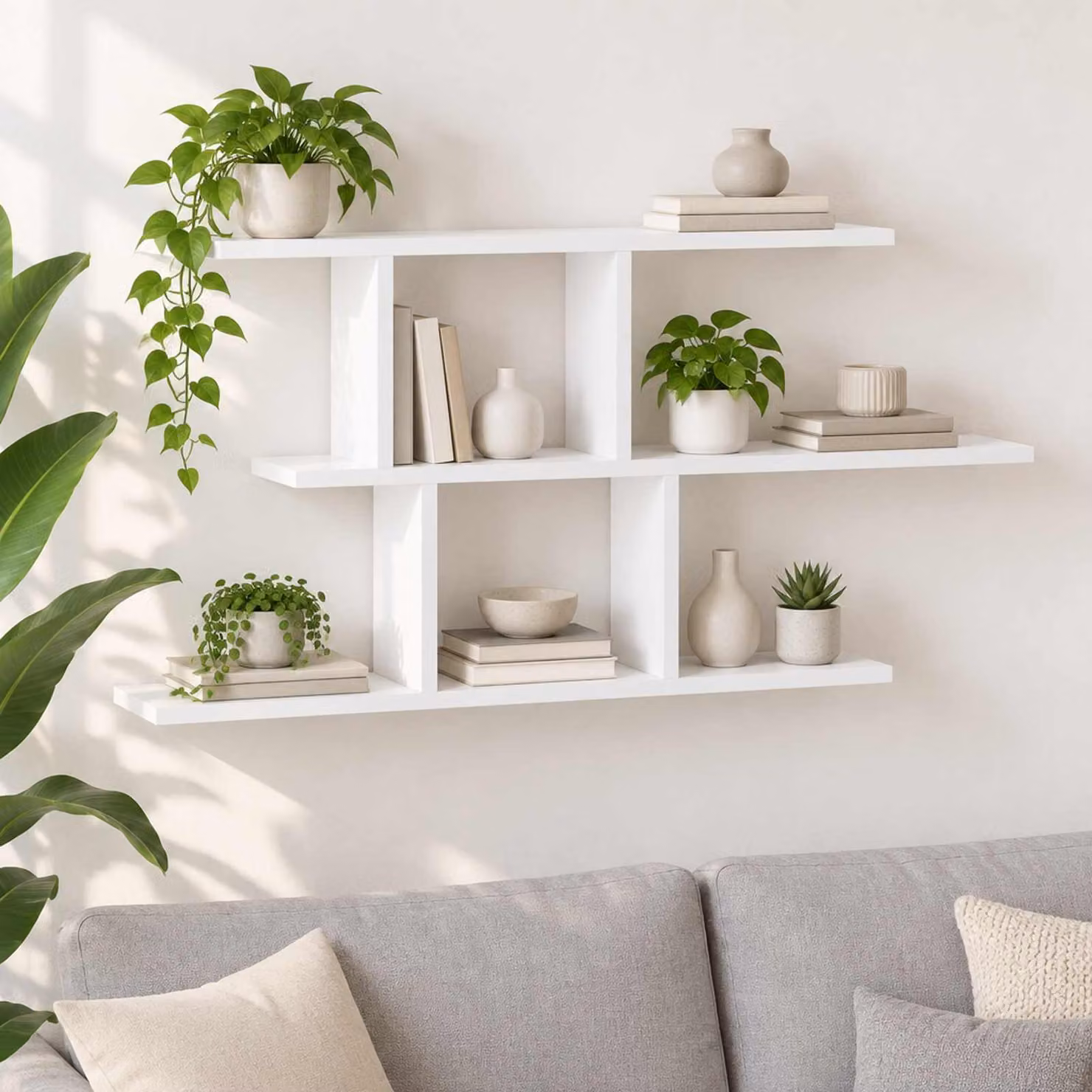 Scaffale da parete moderno vidaXL in legno e MDF Bianco L 100 cm x P 17 cm x H 45,5 cm
