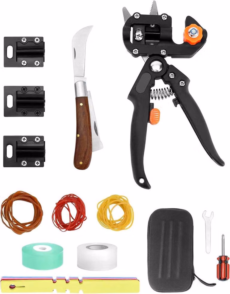 Kit per l'innesto di alberi da frutto - Potatore da giardino con 3 lame intercambiabili e coltello per innesti - Attrezzo per la cura degli alberi