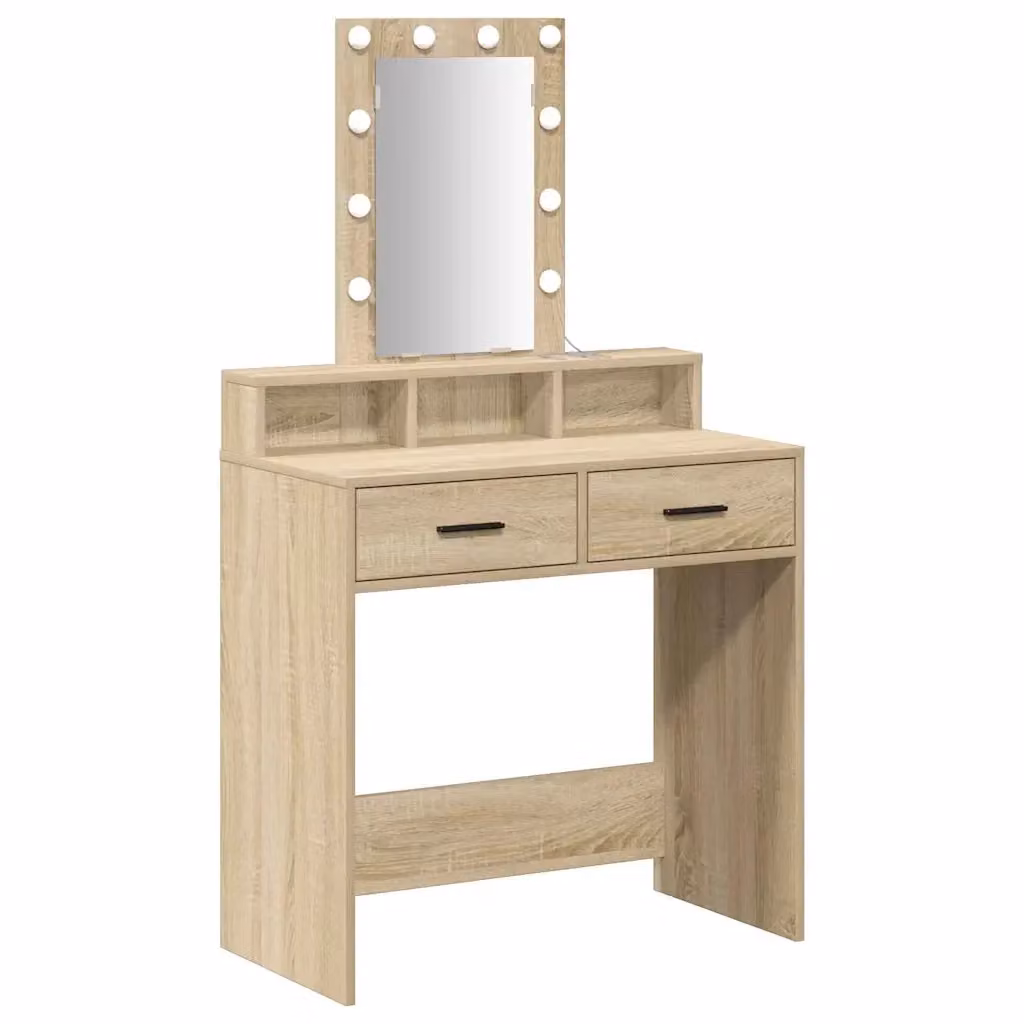 Tavolo da trucco moderno vidaXL in legno marrone e beige L/P/H: 79 x 41 x 140 cm – 2