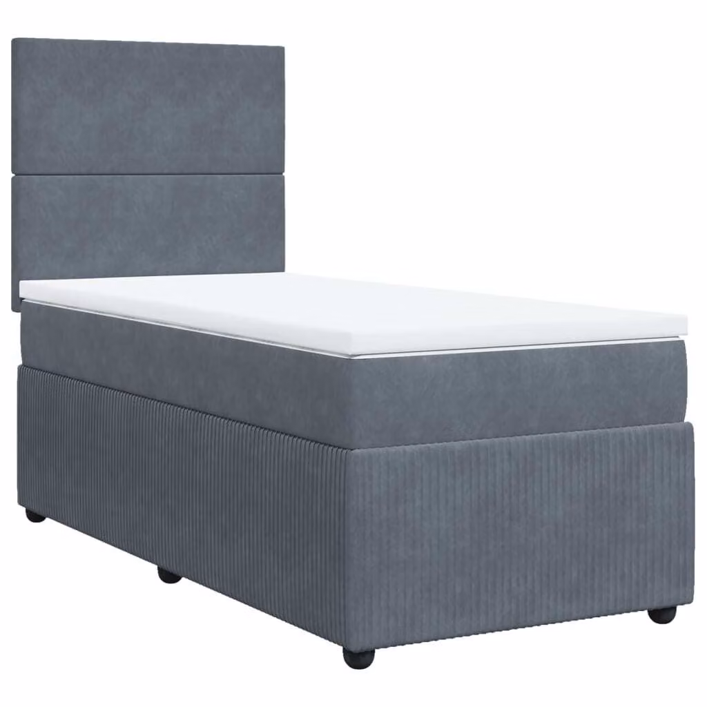 Giroletto a Molle con Materasso Grigio Scuro 90x190 cm Velluto