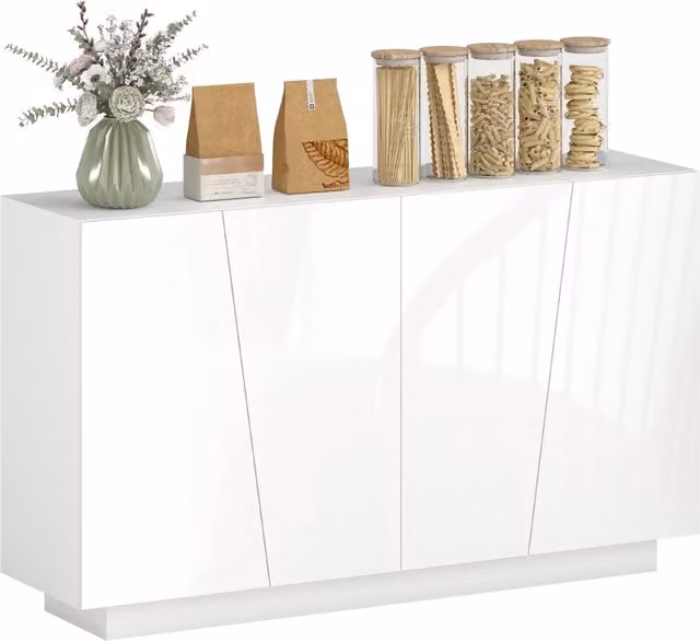 Armadio con ante scorrevoli e ripiani regolabili ¨C Minimal ¨C Bianco lucido 150x40x88 cm