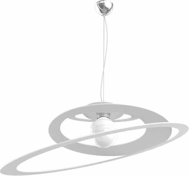 Lampada a sospensione industriale Top Light in metallo bianco, design minimalista rotondo con 1 luce E27, diametro: 70 cm