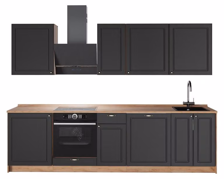 Cucina componibile Vicco Fame-Line Oro-antracite rustico/Rovere dorato 280 cm, PL Rovere, Model 64185