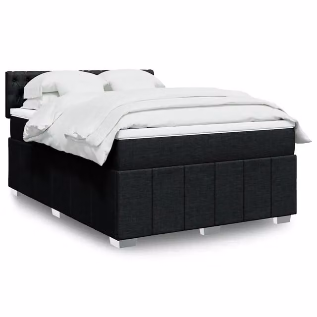 Letto con Giroletto a Molle e Materasso Ibrido vidaXL, Colore Nero e Bianco, L/P/H: 140 x 190 cm
