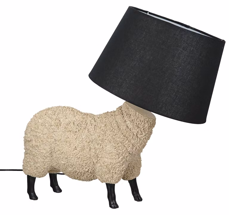 Gilde Tischleuchte, Schaf, Willson, Kunstharz, creme, schwarz, VE 1 Höhe: 50.00 cm Breite: 52.00 cm Tiefe: 31.00cm 62027